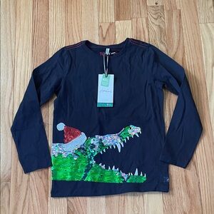 Joules Top Girls 7 Blue Crocodile Sequins Long Sleeve T Shirt Casual NWT